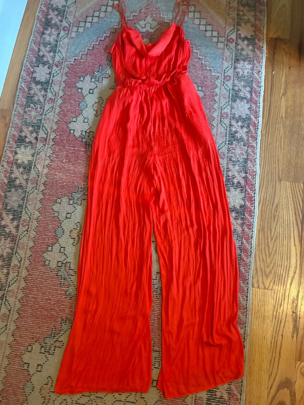 L'Academie Bold Red Wide-Leg Jumpsuit